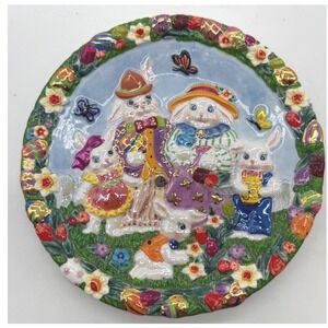 Radko VTG Easter Bunny Plate Decorative Ceramic Spring Collectible hand painted